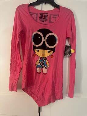 Harajuku Lovers Graphic Long Sleeve T-Shirt Pink Size Small